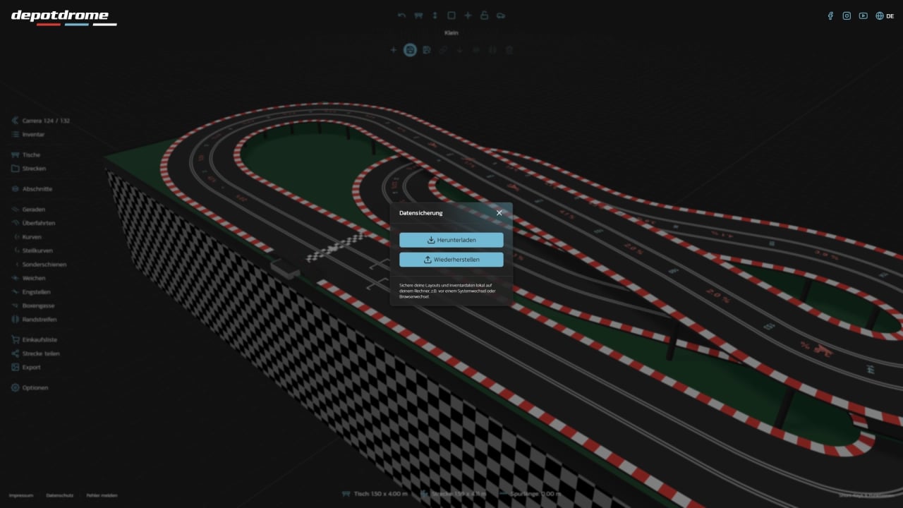 3D Rennbahnplaner Datensicherung