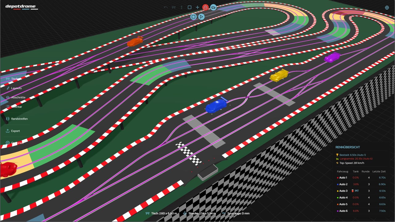 3D Rennbahnplaner Rennsimulation